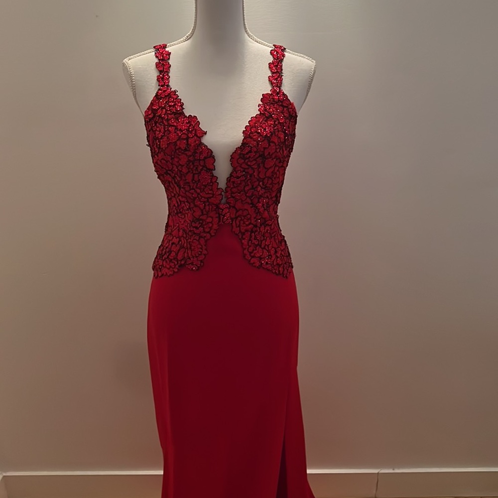 RED DRESS Prom Evening CUSTOM MADE Diane von Furstenberg, as seen on Gigi Hadid - Picture 5 of 15